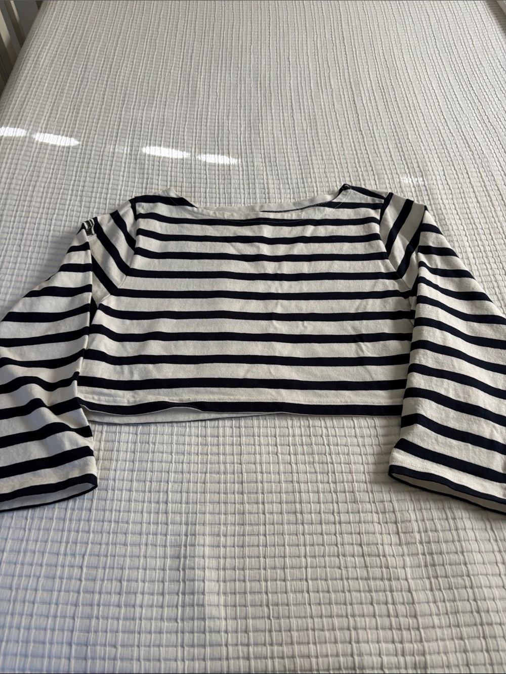 JCrew Homme girls navy and cream striped crop top M